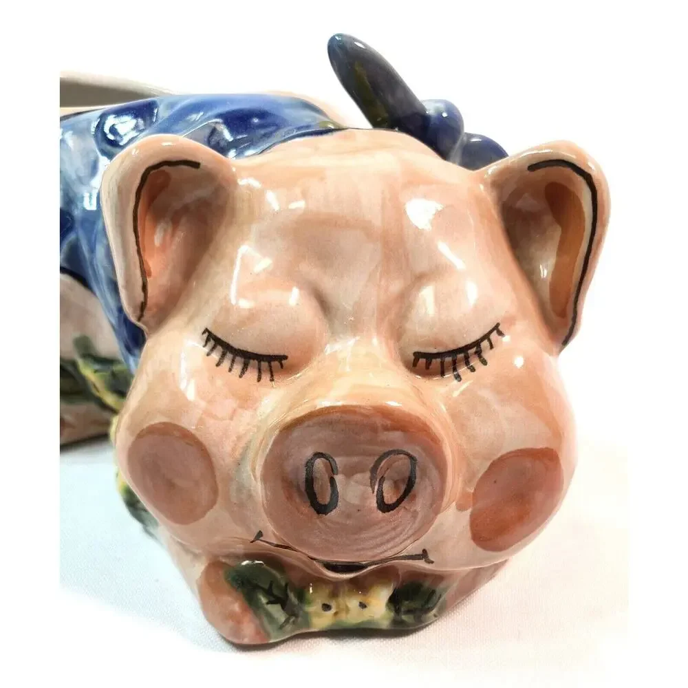 Vintage Louisville Stoneware Pig Tureen With Ladle. Made In The USA (Kentucky)